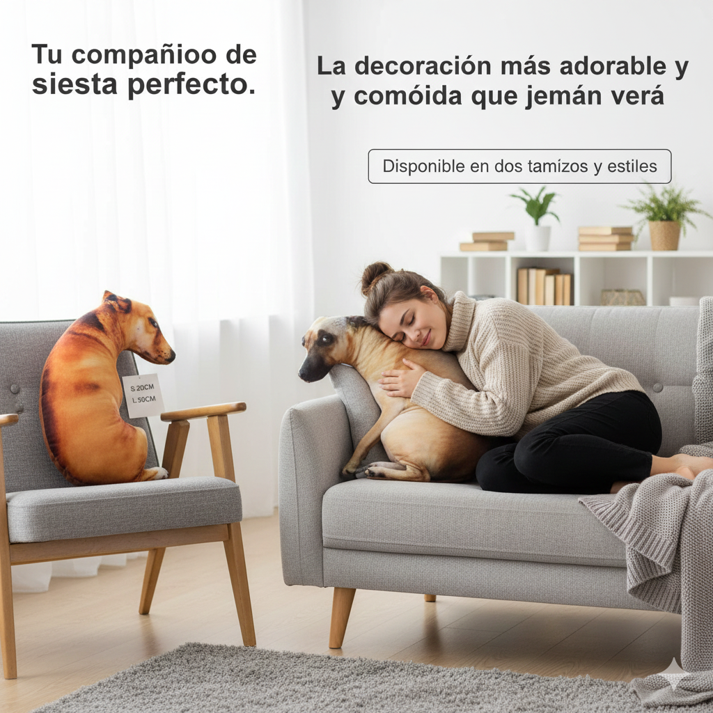 Almohada de Animal realista suave para perro, cojín creativo